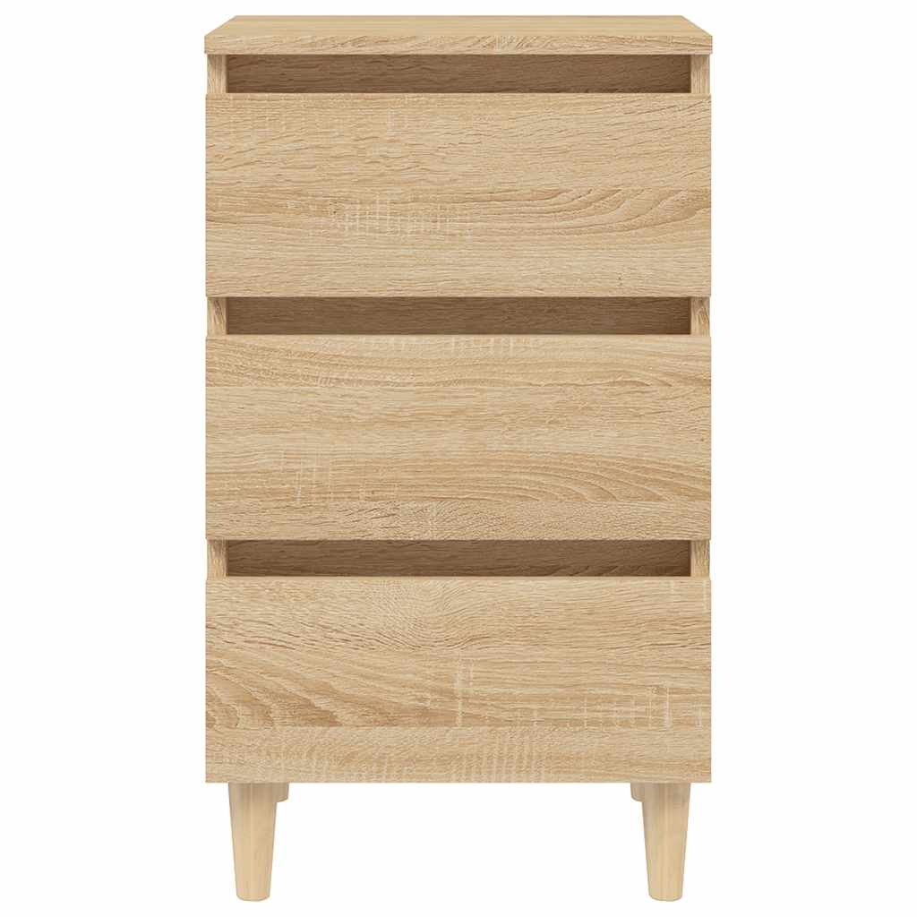 Mesa de cabeceira pernas de madeira 40x35x69cm carvalho sonoma