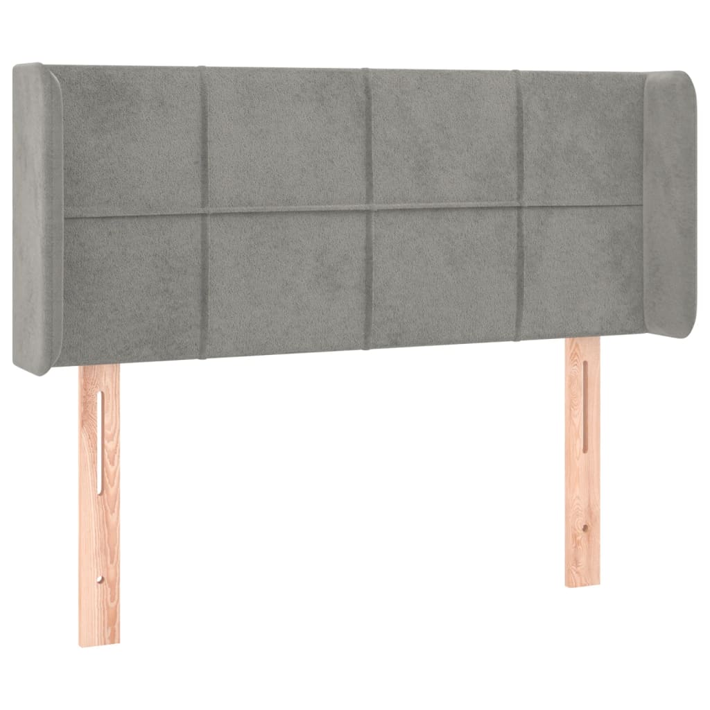 Cabeceira de cama c/ luzes LED veludo 93x16x78/88cm cinza-claro