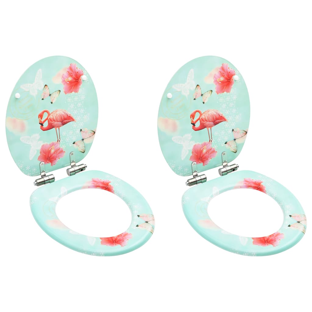 Assentos sanita com tampas fecho suave 2pcs MDF design flamingo