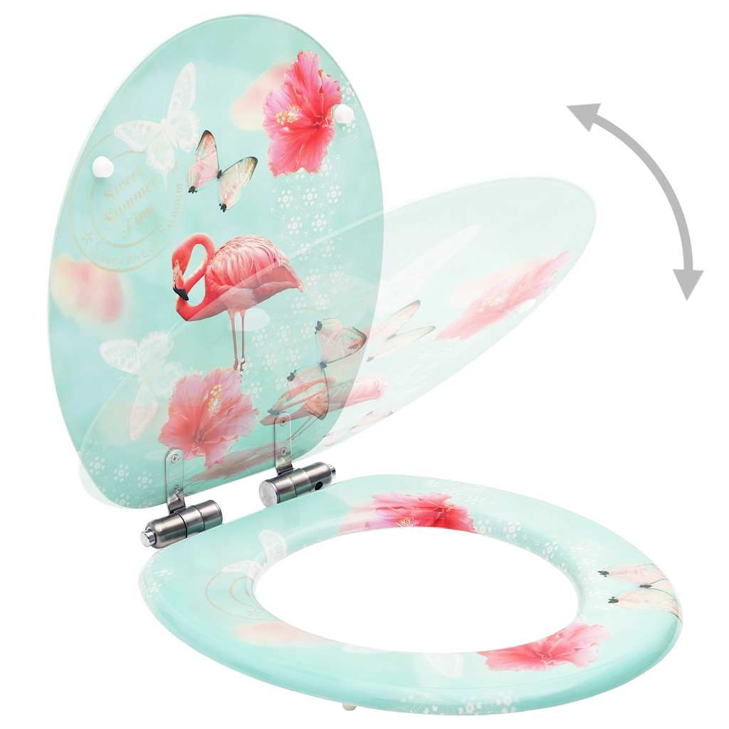 Assentos sanita com tampas fecho suave 2pcs MDF design flamingo