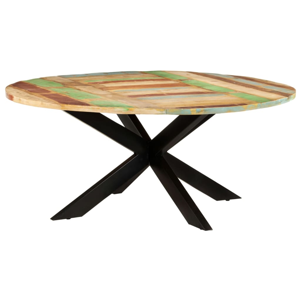 Mesa de jantar redonda 175x75 cm madeira recuperada maciça