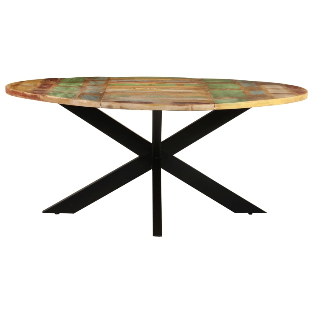 Mesa de jantar redonda 175x75 cm madeira recuperada maciça