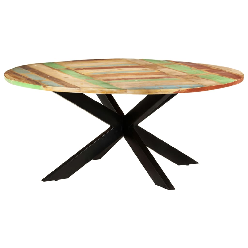 Mesa de jantar redonda 175x75 cm madeira recuperada maciça
