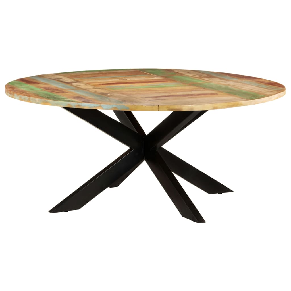 Mesa de jantar redonda 175x75 cm madeira recuperada maciça