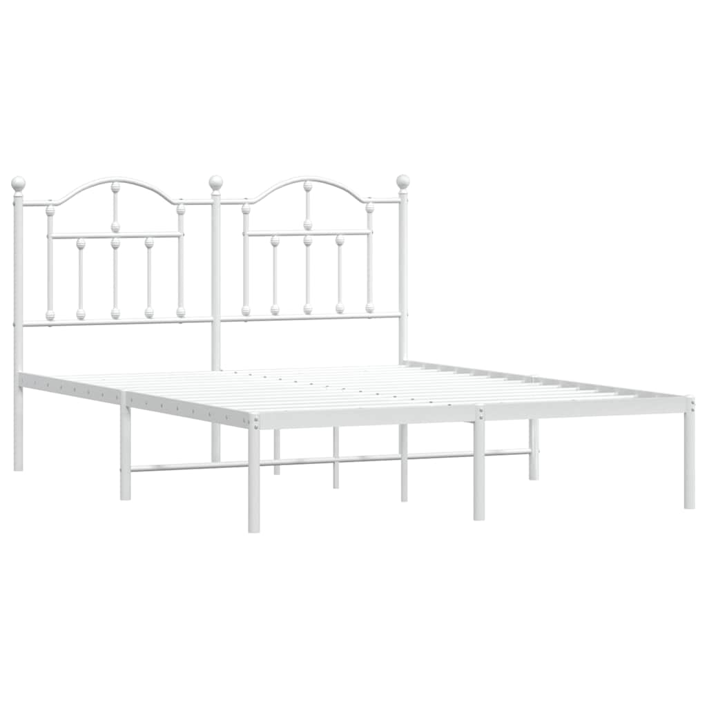 Estrutura de cama com cabeceira 140x190 cm metal branco