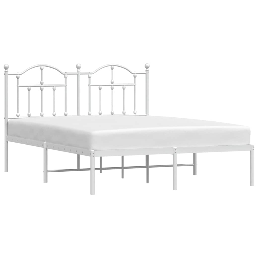 Estrutura de cama com cabeceira 140x190 cm metal branco