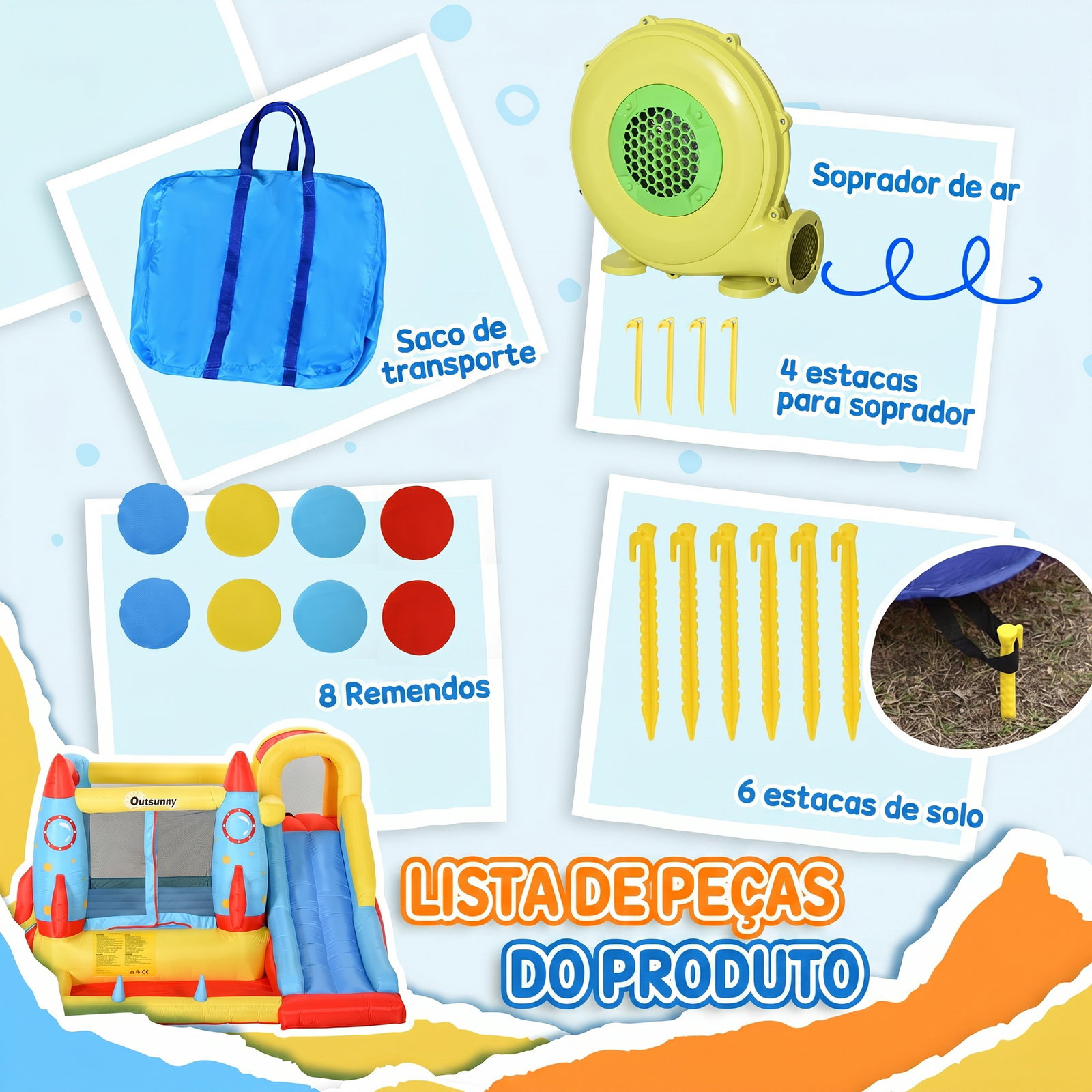 Castelo insuflável com 2 escorregas trampolim e piscina para crianças acima de 3 anos com inflador e bolsa de transporte para interior exterior 330x265x185cm multicor