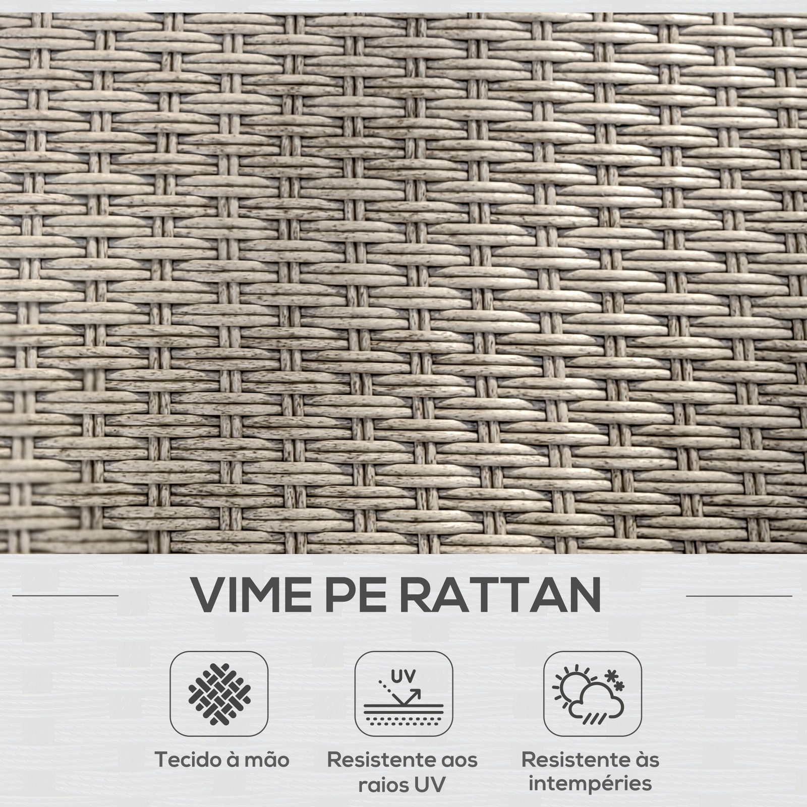Conjunto de jardim em vime sintético conjunto de móveis de exterior com sofá de 4 módulos 1 mesa de centro e almofadas cinza