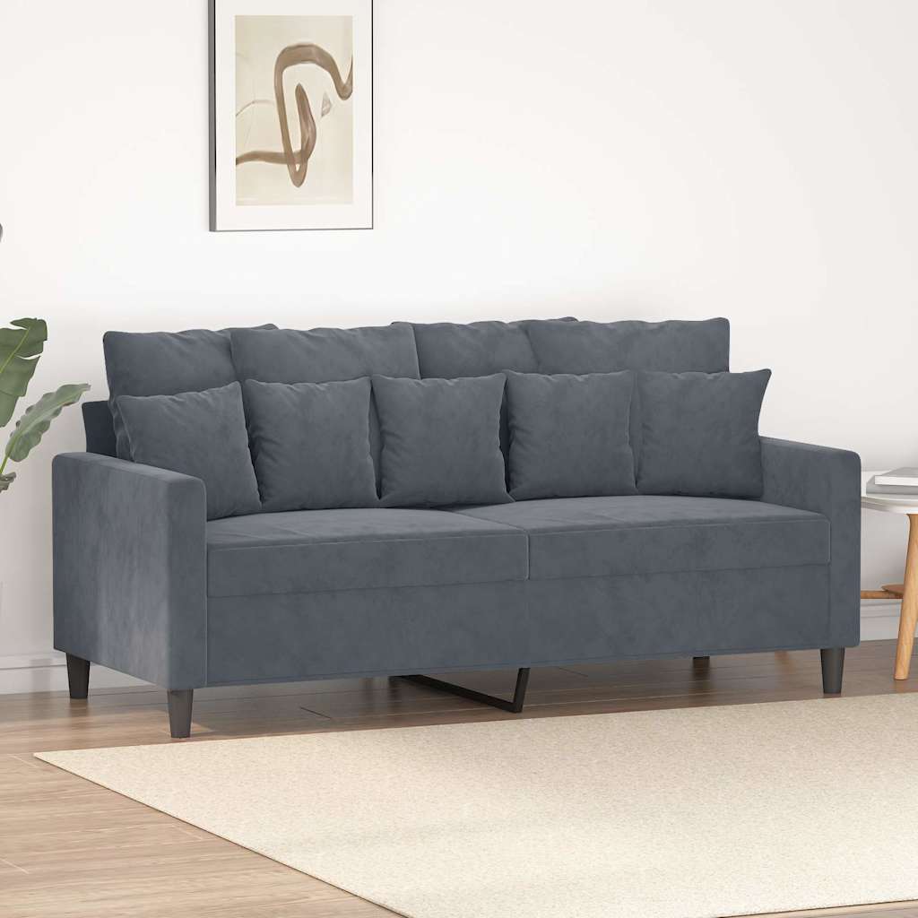Sofá de 2 lugares 140 cm veludo cinza-escuro