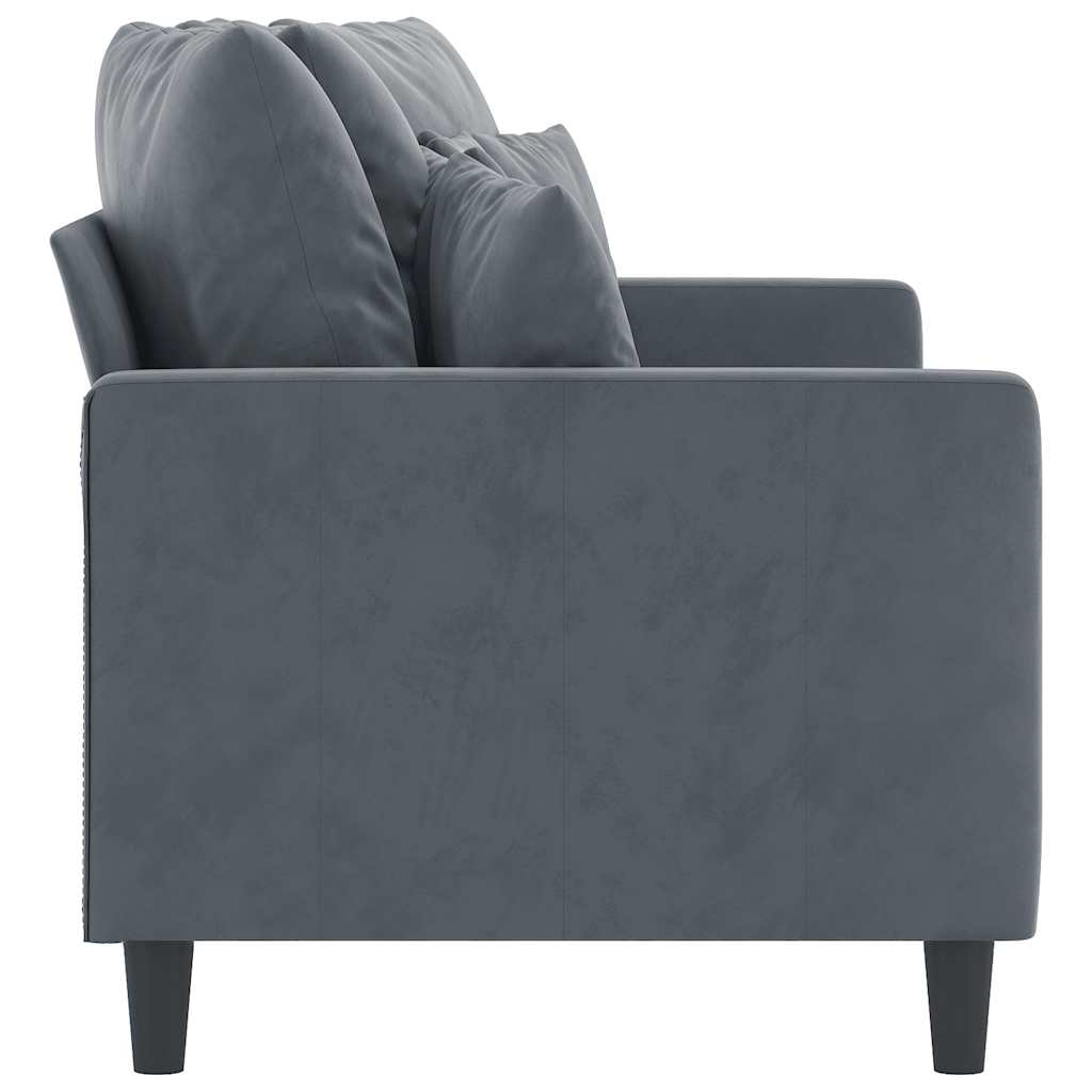 Sofá de 2 lugares 140 cm veludo cinza-escuro