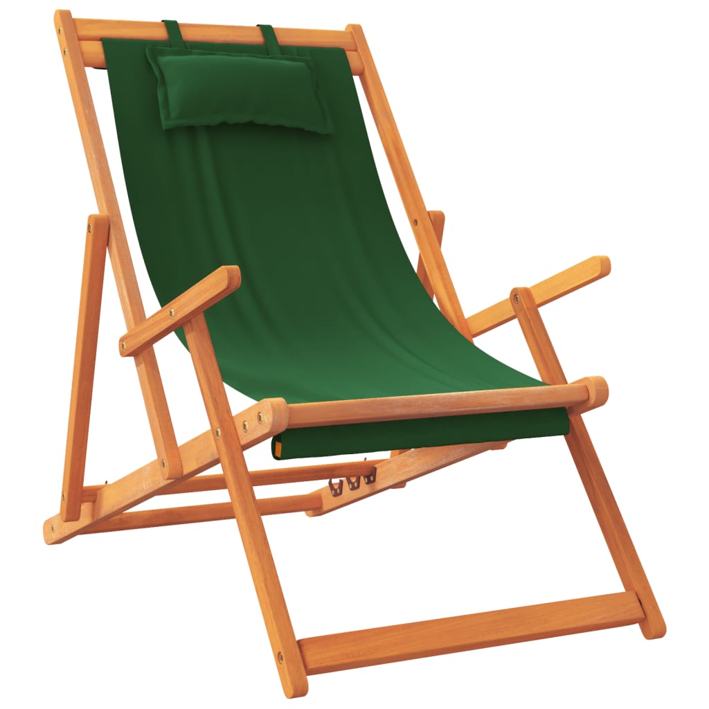 Cadeiras de praia dobráveis 2 pcs tecido verde