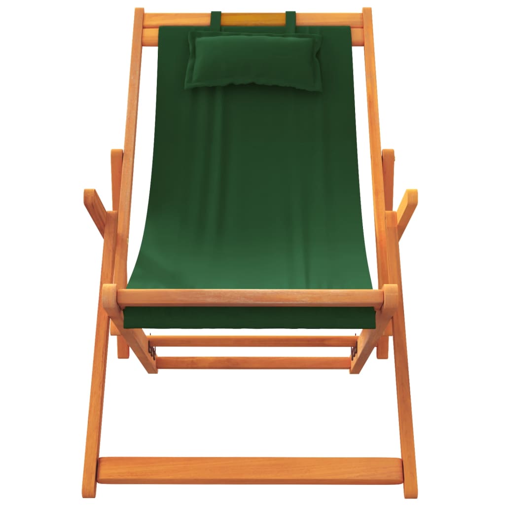 Cadeiras de praia dobráveis 2 pcs tecido verde