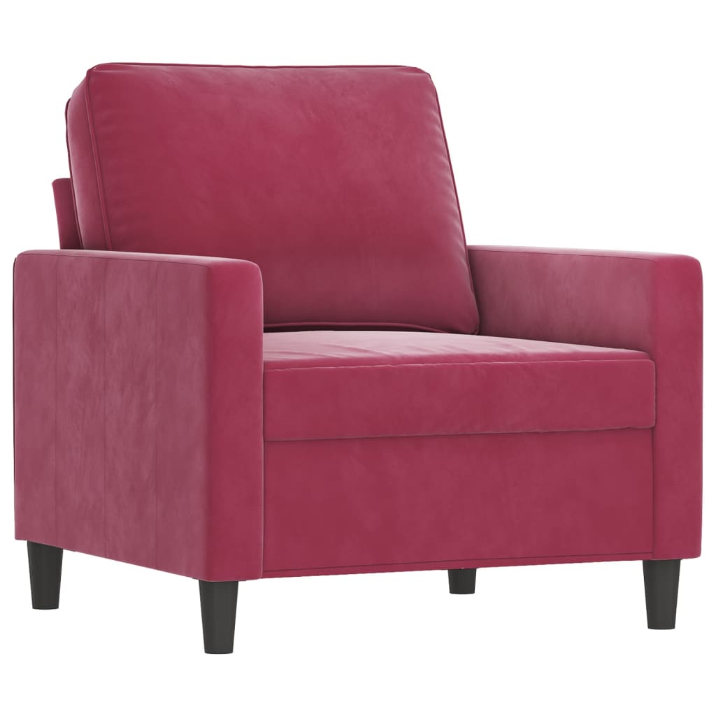 4 Pcs conjunto de sofás com almofadões veludo vermelho tinto