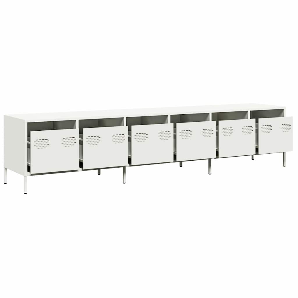 Móvel de TV 202x39x43,5 cm aço laminado a frio branco