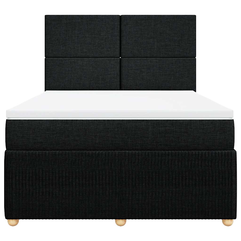Cama com molas/colchão 140x200 cm tecido preto