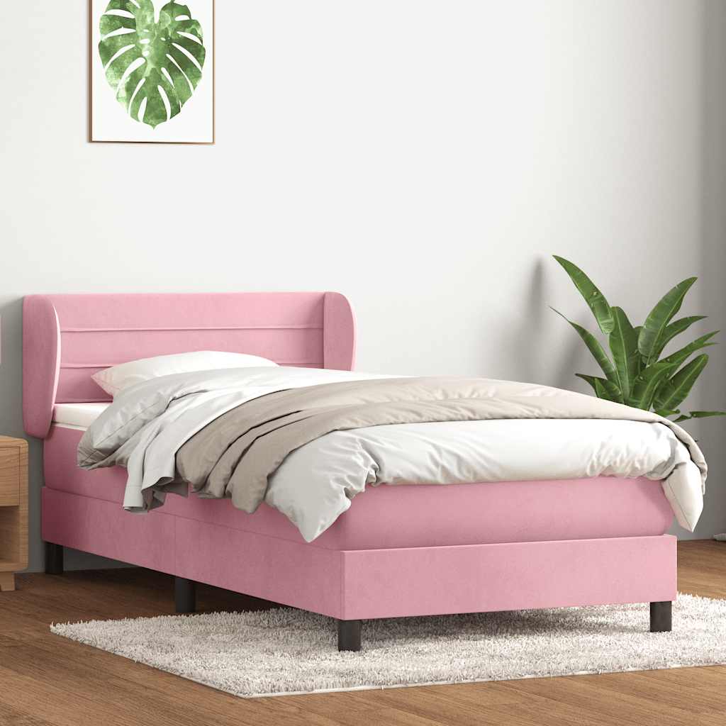 Cama com molas/colchão 80x220 cm veludo rosa