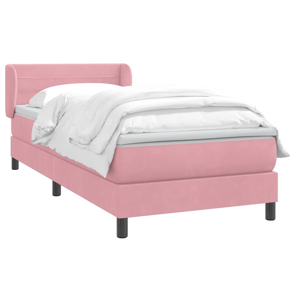Cama com molas/colchão 80x220 cm veludo rosa