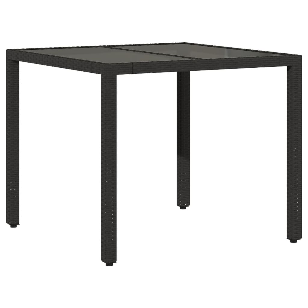 5 Pcs conjunto jantar jardim c/almofadões vime PE/vidro preto