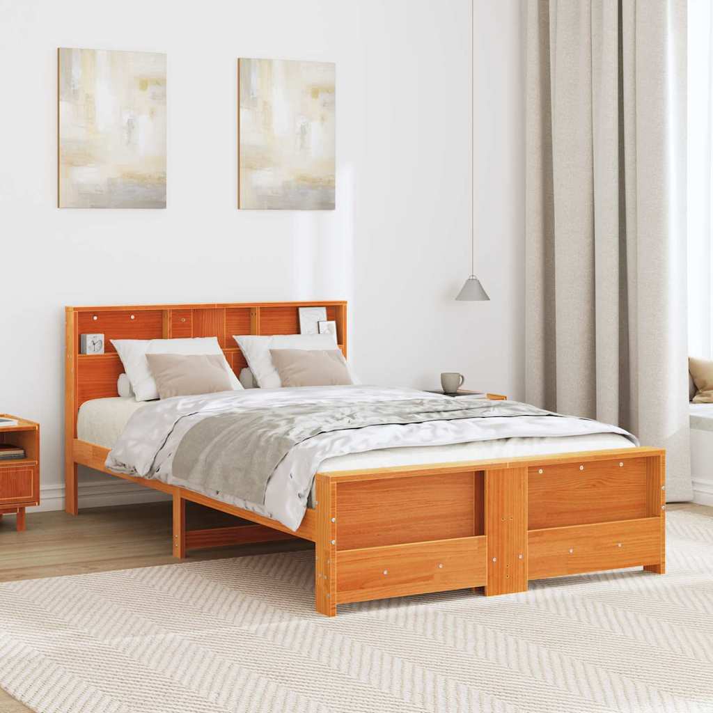 Estrutura da cama marrom cera 140 x 190 cm madeira processada