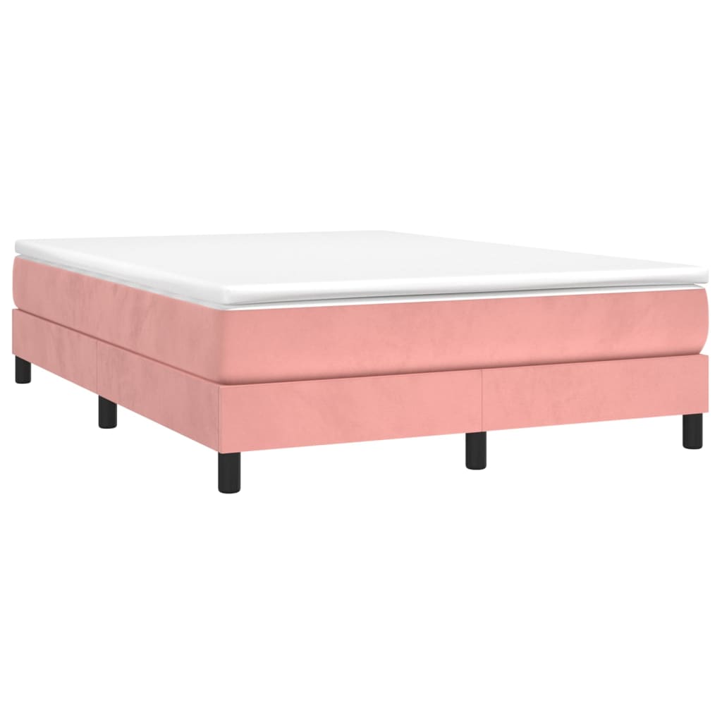 Estrutura de cama com molas 140x200 cm veludo rosa