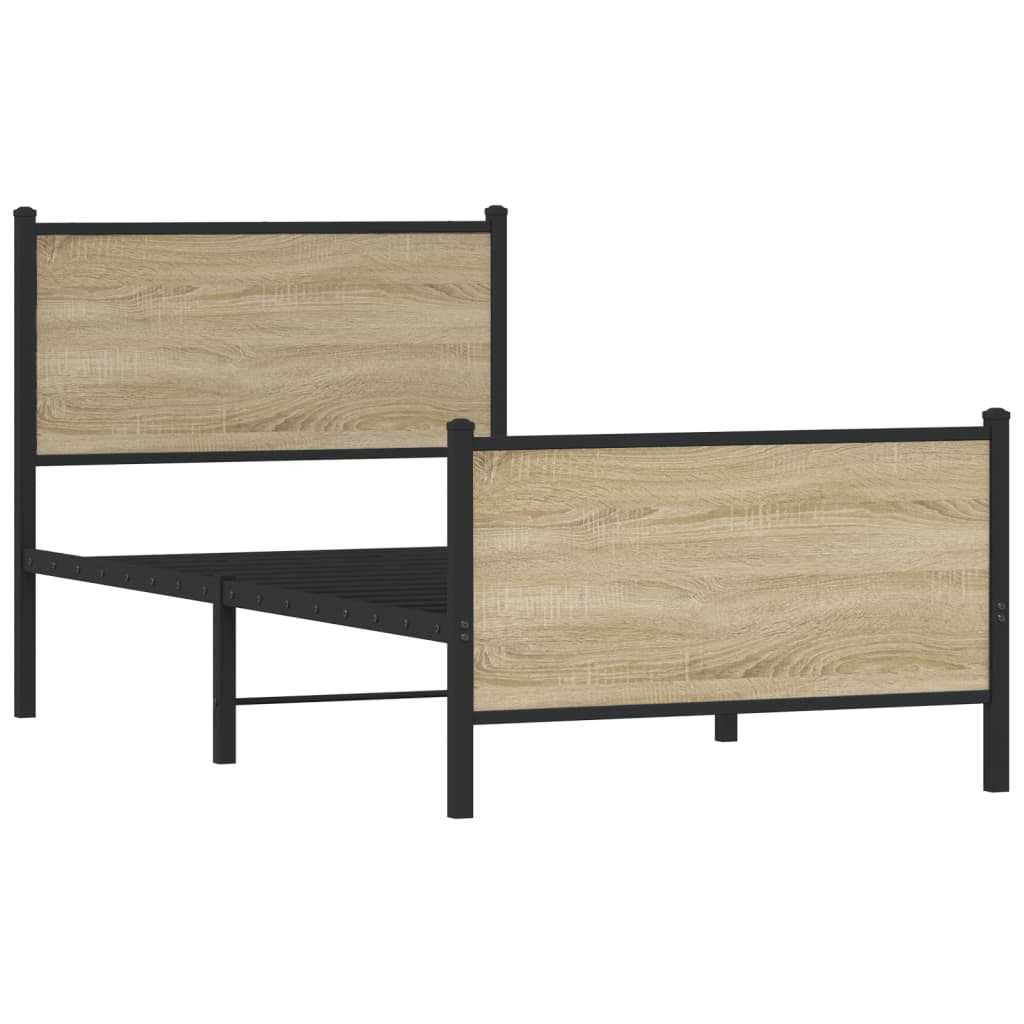 Estrutura de cama sem colchão 90x190 cm metal carvalho sonoma