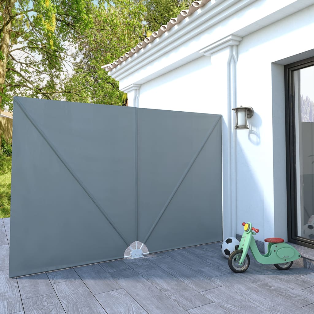 Toldo lateral dobrável para terraço 300x200 cm cinzento