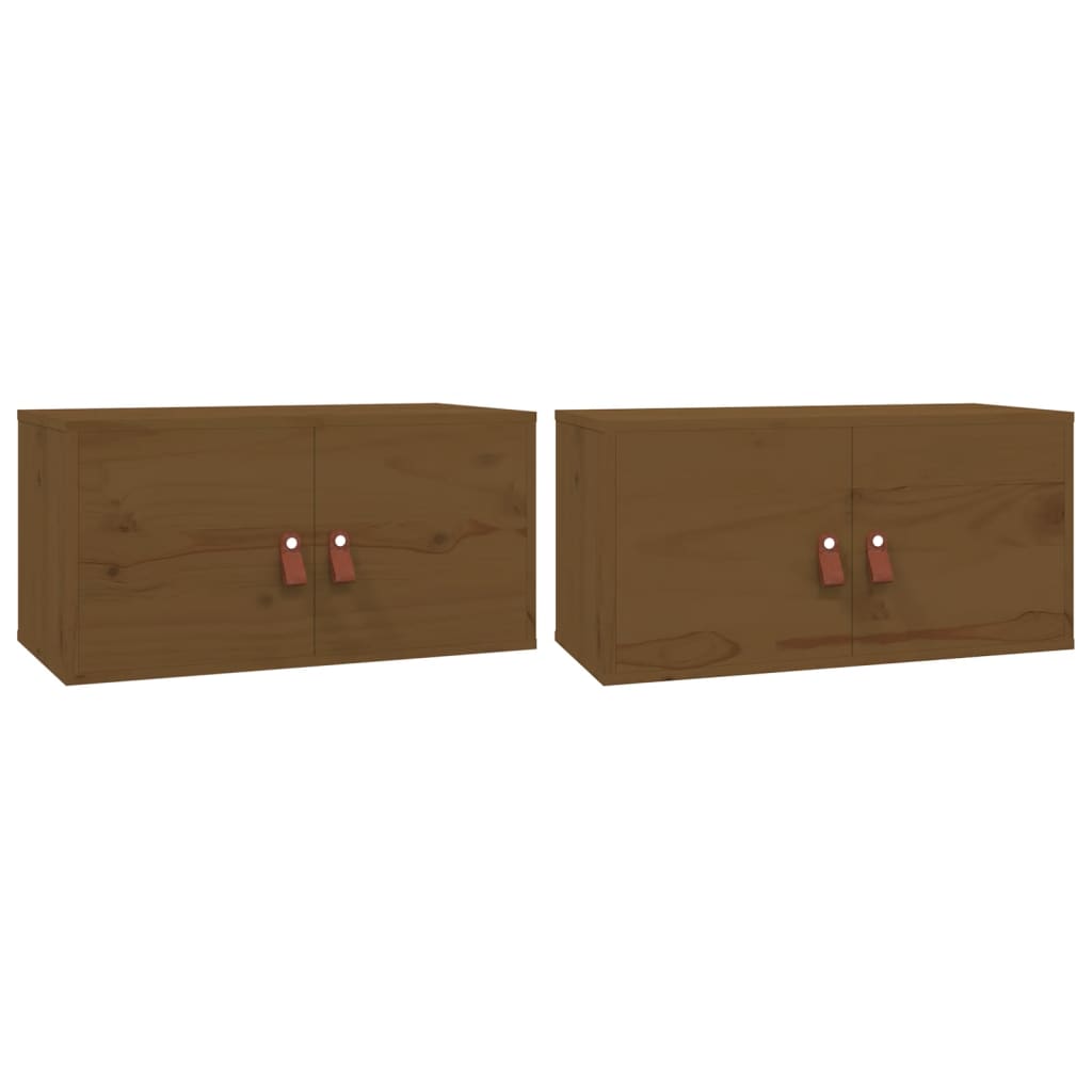 Armários de parede 2 pcs 60x30x30 cm pinho maciço castanho-mel