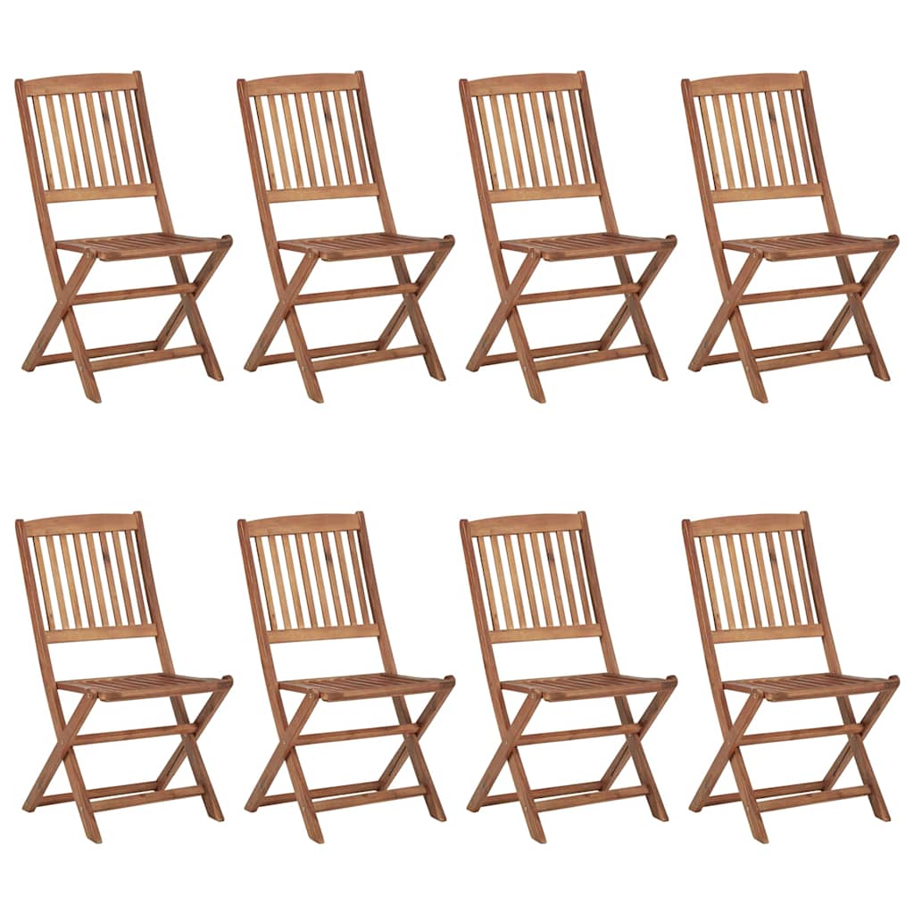 Cadeiras de jardim dobráveis 8 pcs c/ almofadões acácia maciça