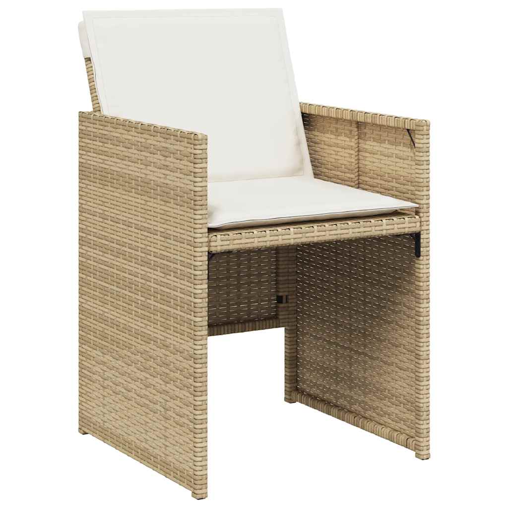 13 Pcs conjunto de jantar p/ jardim com almofadões vime PE bege