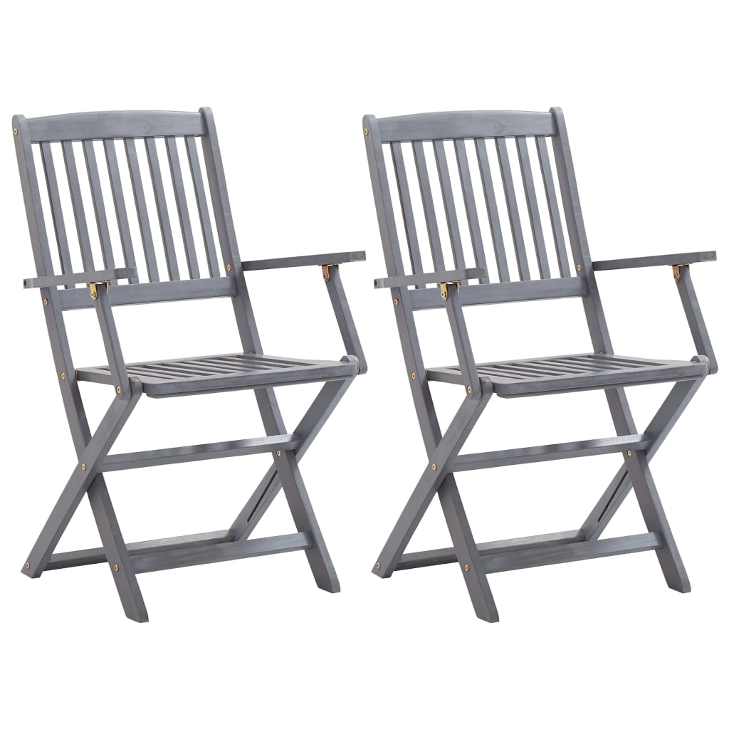 Cadeiras exterior dobráveis c/ almofadões 2 pcs acácia maciça