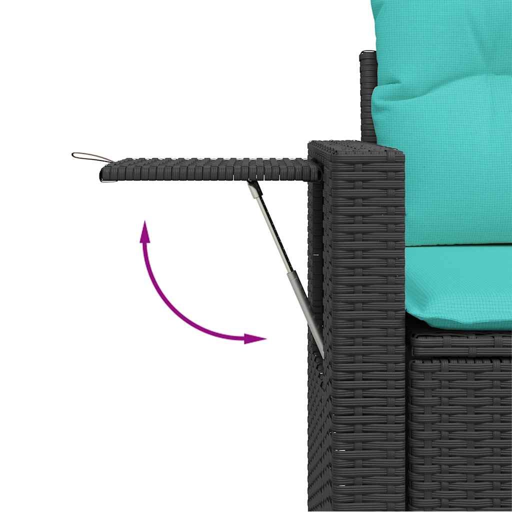 Conjunto de sofá de jardim com 10 peças e almofadas em rattan sintético preto