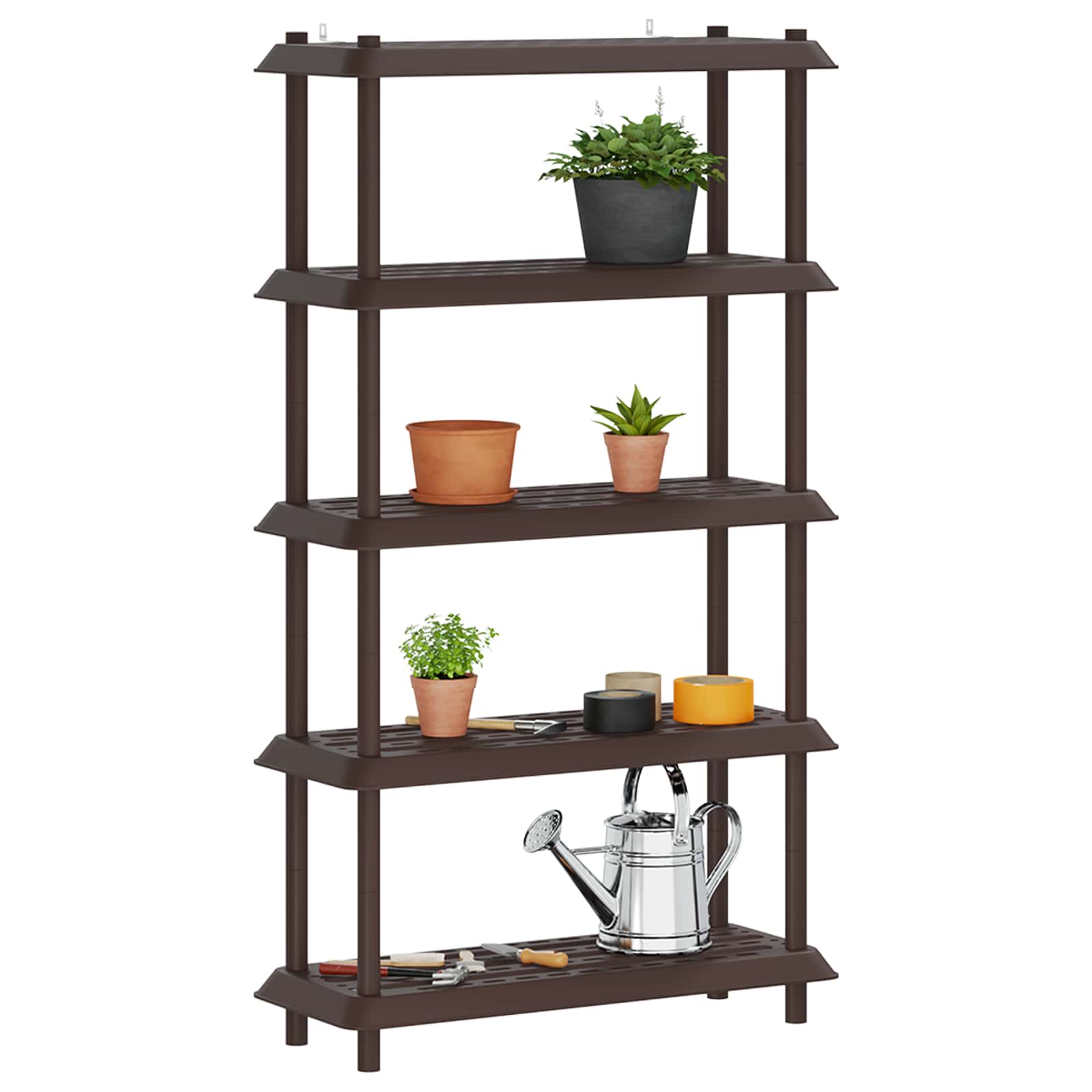 Unidade de estante 5 níveis 100 x 40 x 177 cm PP castanho