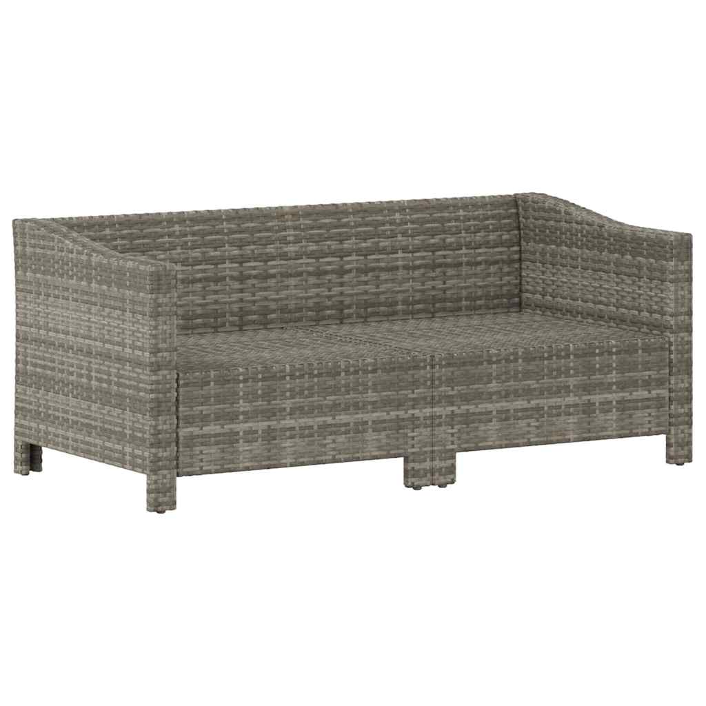 Conjunto de lounge de jardim de 2 peças com almofadas em vime sintético cinza