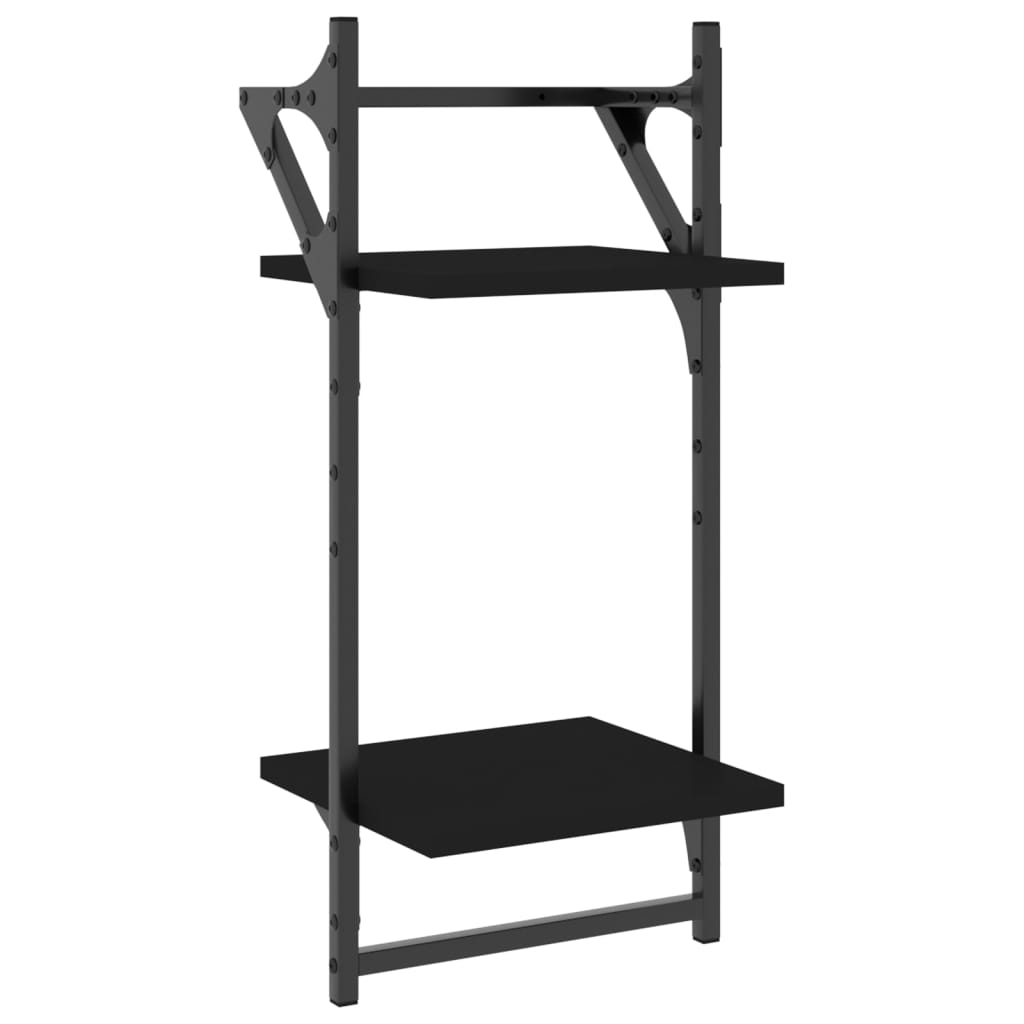 Unidade 2 prateleiras parede com barras 2 pcs 30x25x65 cm preto