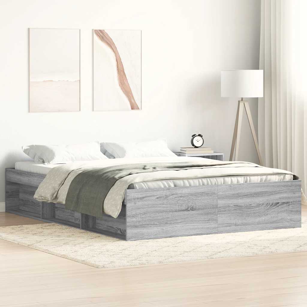 Estrutura de cama 140x190 cm cinzento sonoma
