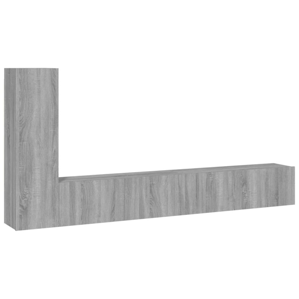 Conjunto móveis de TV 3 pcs madeira processada sonoma cinza