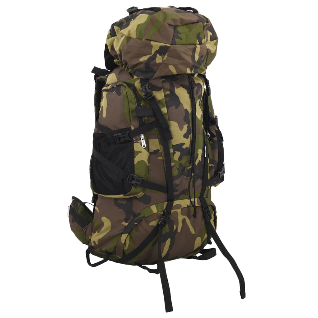 Mochila para caminhadas 80 l tecido oxford camuflagem verde