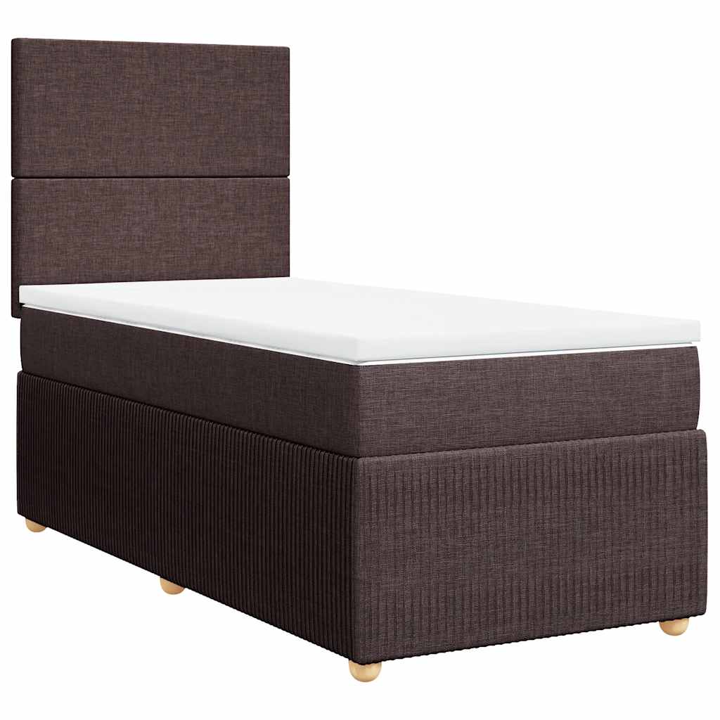 Cama com molas/colchão 100x200 cm tecido castanho-escuro