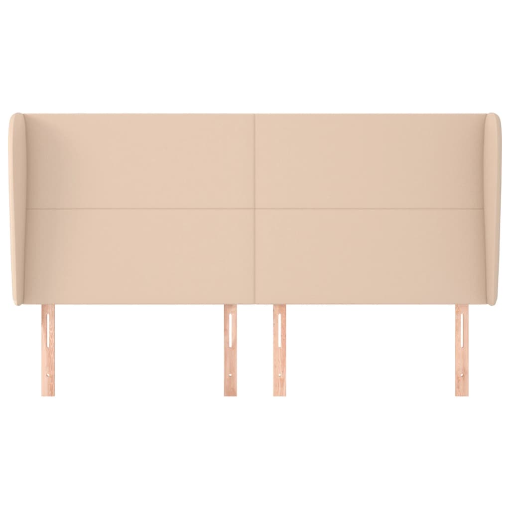 Cabeceira cama c/ abas couro artif. 183x23x118/128cm cappuccino