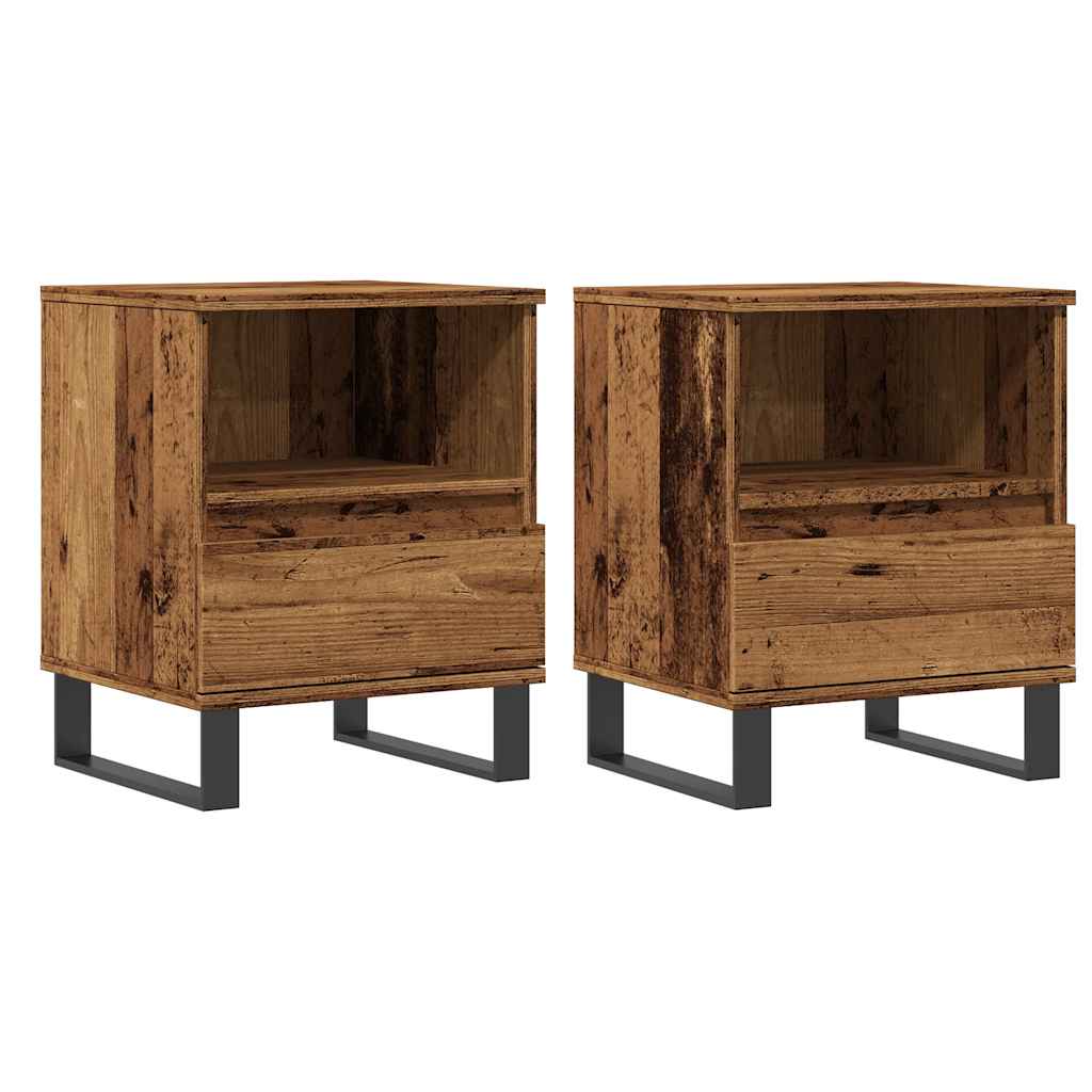 Mesas cabeceira 2pcs 40x35x50cm derivados madeira madeira velha