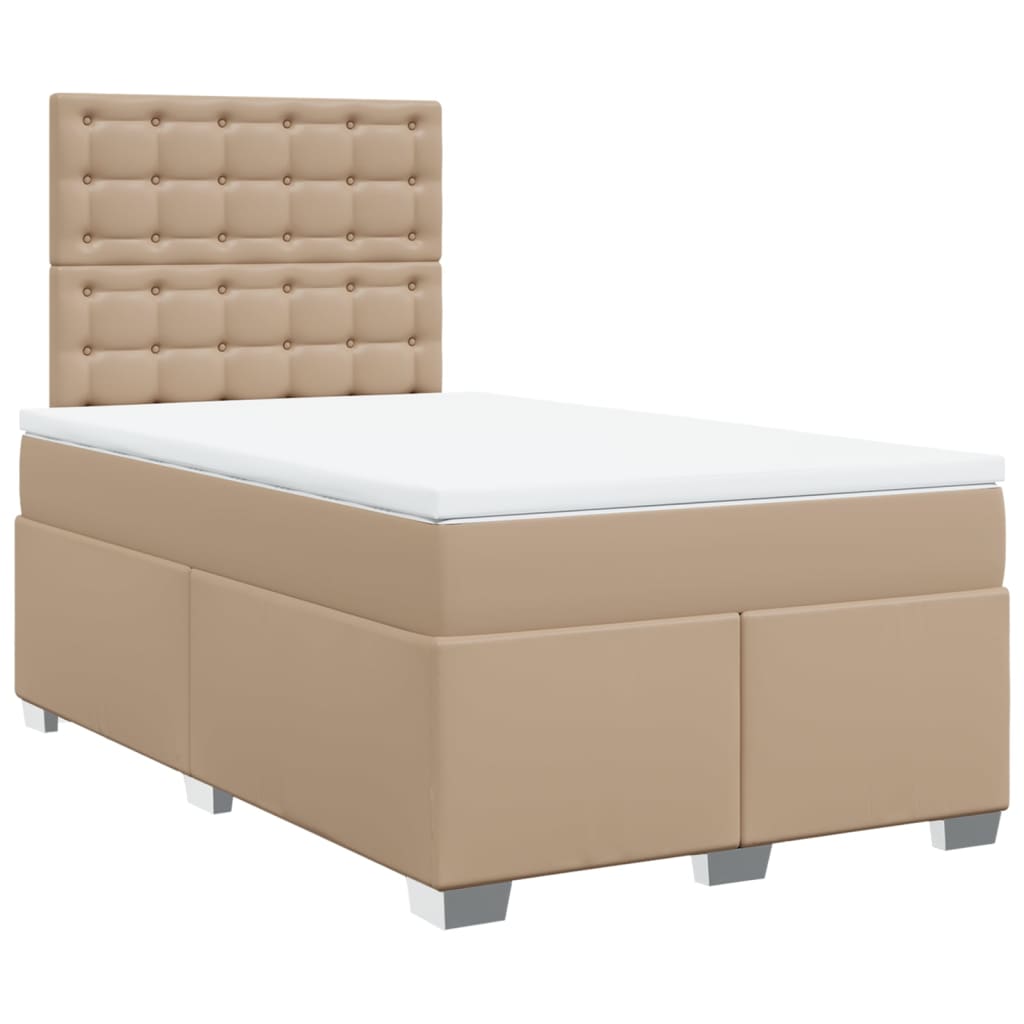 Cama com molas/colchão 120x200 cm couro artificial cappuccino