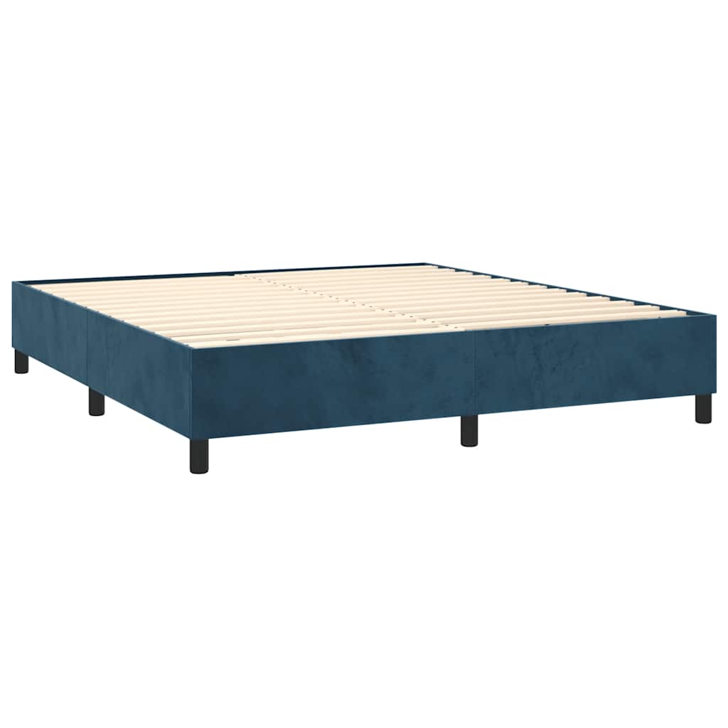 Cama com molas/colchão 160x200 cm veludo azul-escuro