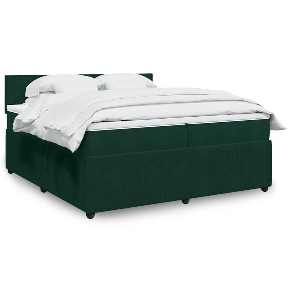 Cama com molas/colchão 200x200 cm veludo verde-escuro