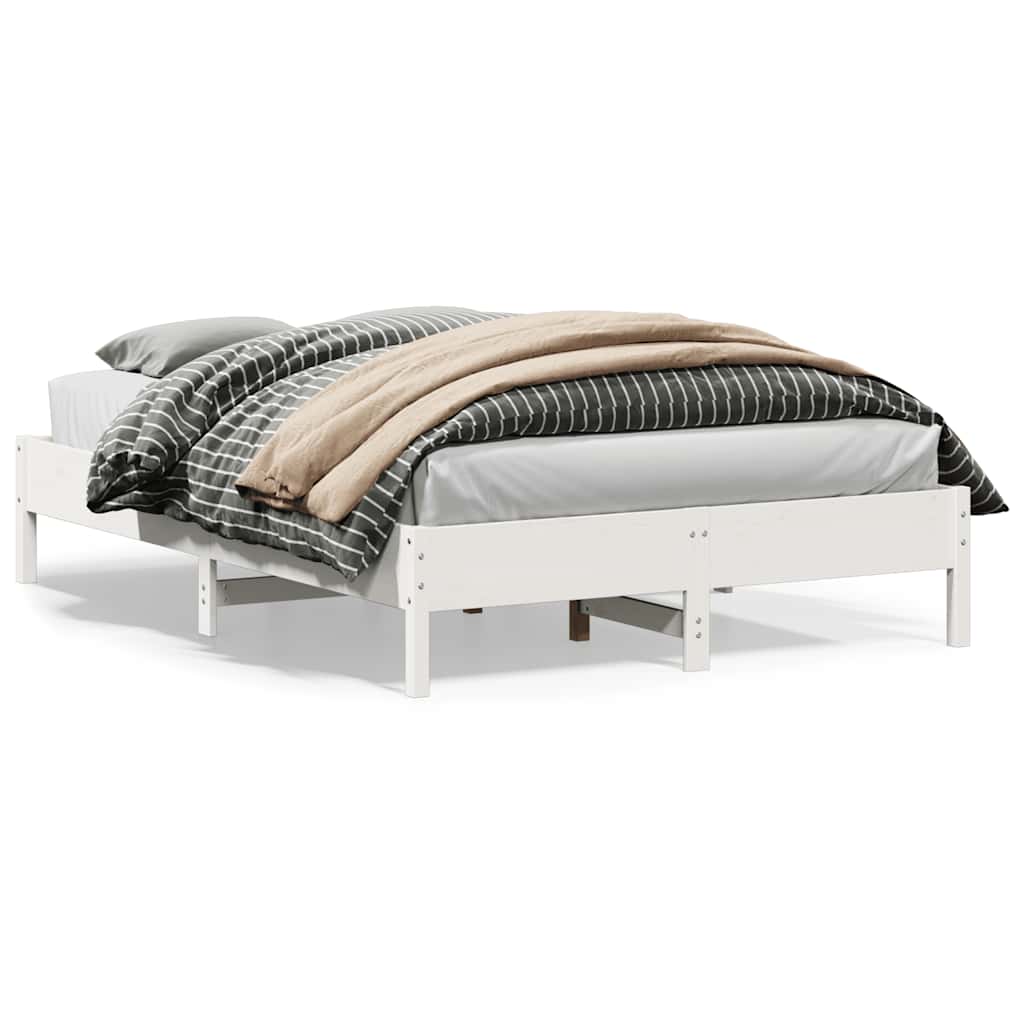 Cama sem colchão 150x200 cm madeira de pinho maciça branco