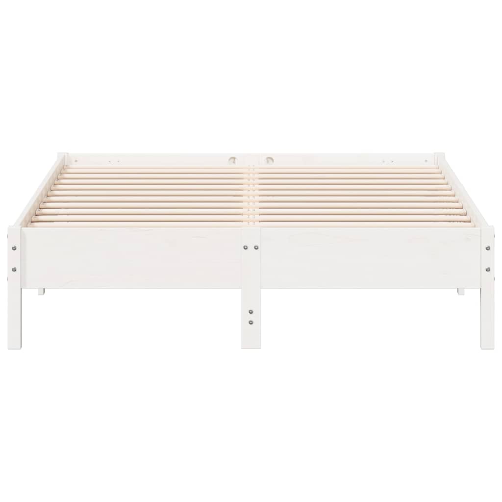 Cama sem colchão 150x200 cm madeira de pinho maciça branco