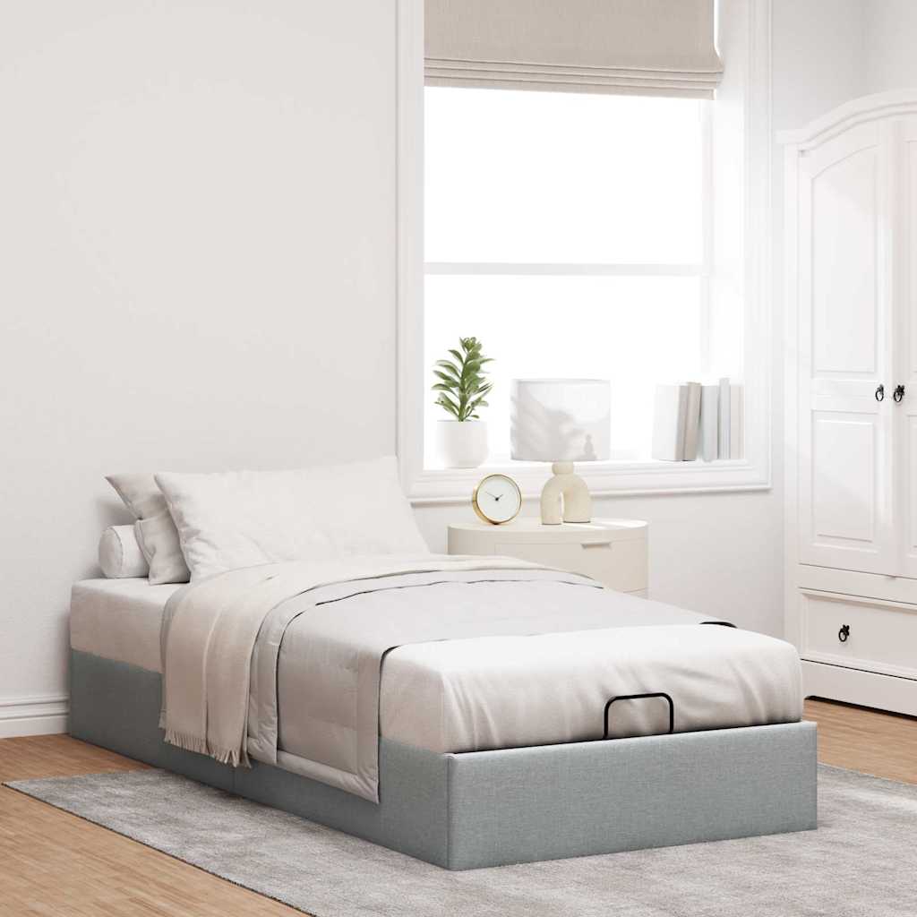 Estrutura de cama otomana sem colchão 80x200 cm cinzento claro