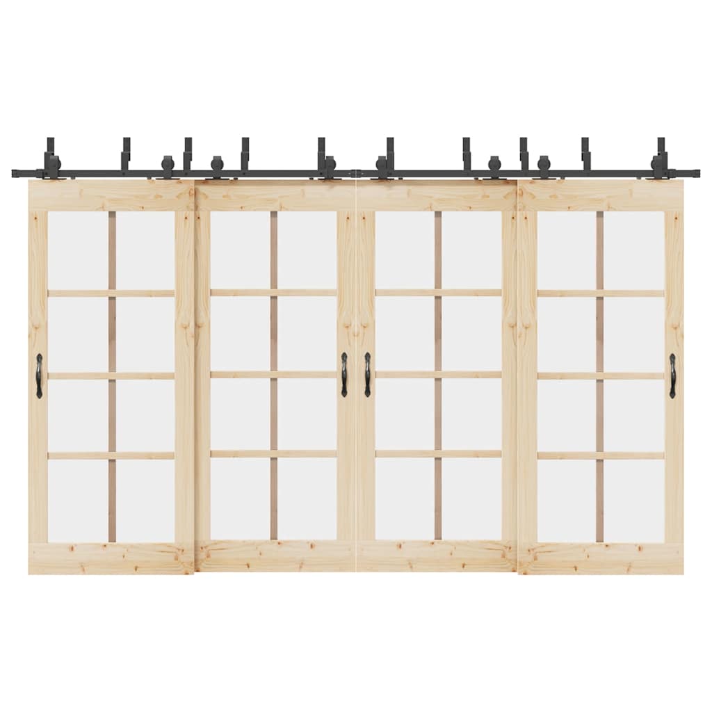 Kit de ferragens para porta deslizante 366 cm aço preto