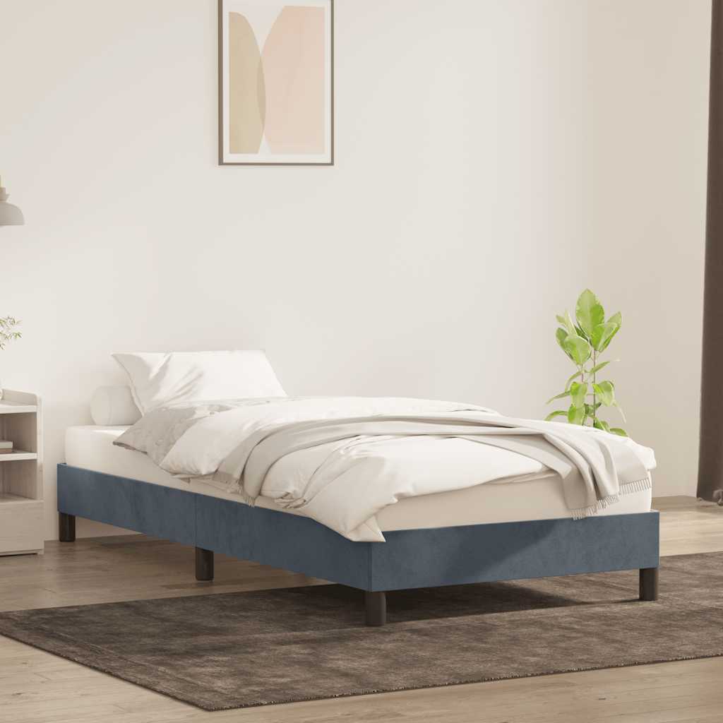 Estrutura de cama sem colchão cinza escuro 80x220 cm veludo