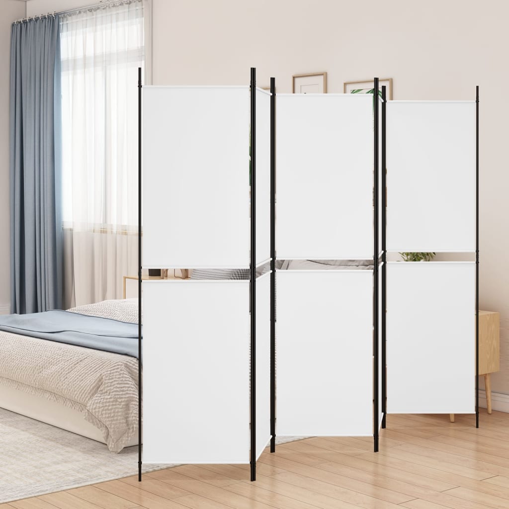 Biombo com 5 painéis 250x200 cm tecido branco