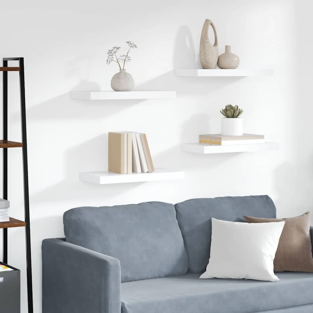 Prateleiras de parede suspensas 4 pcs 50x23,5x3,8cm MDF branco